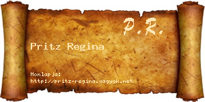Pritz Regina névjegykártya